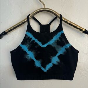 ELECTRIC & ROSE BLACK COBALT BLUE SPORTS BRA HALTER TANK CROP TOP SMALL EUC